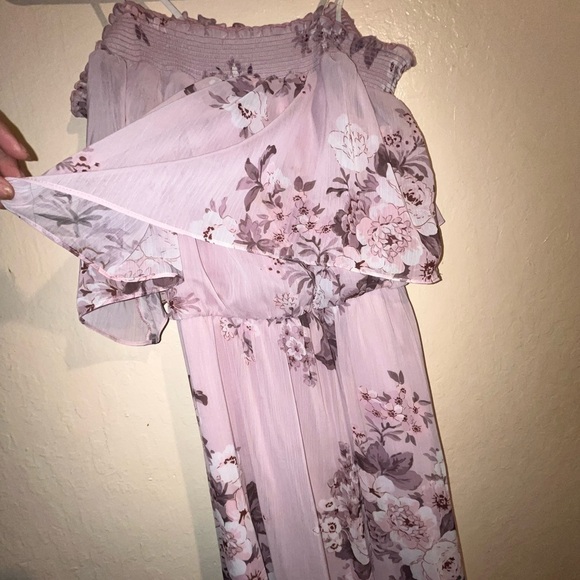 Purple flower off shoulder Dress - Picture 1 of 5